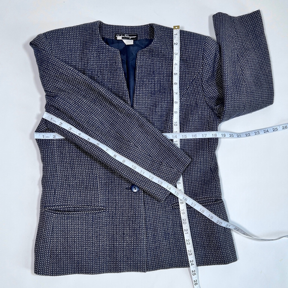 Salvatore Ferragamo Blazer Vintage Navy Blue Wool Jacket Grey - Picture 5 of 10